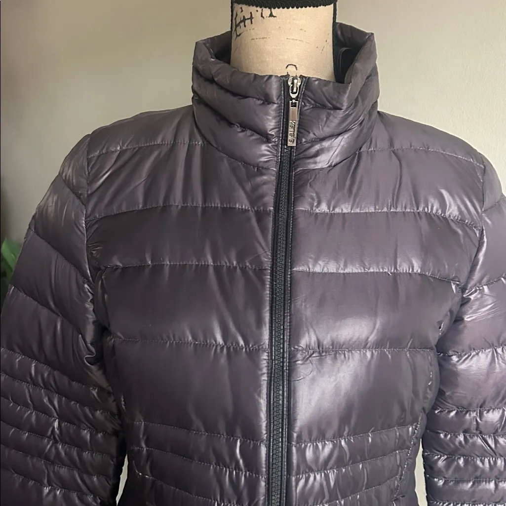 Kensie Quilted Ombré Purple Gray Shiny Puffer Jacket Coat Size Small - Image 7