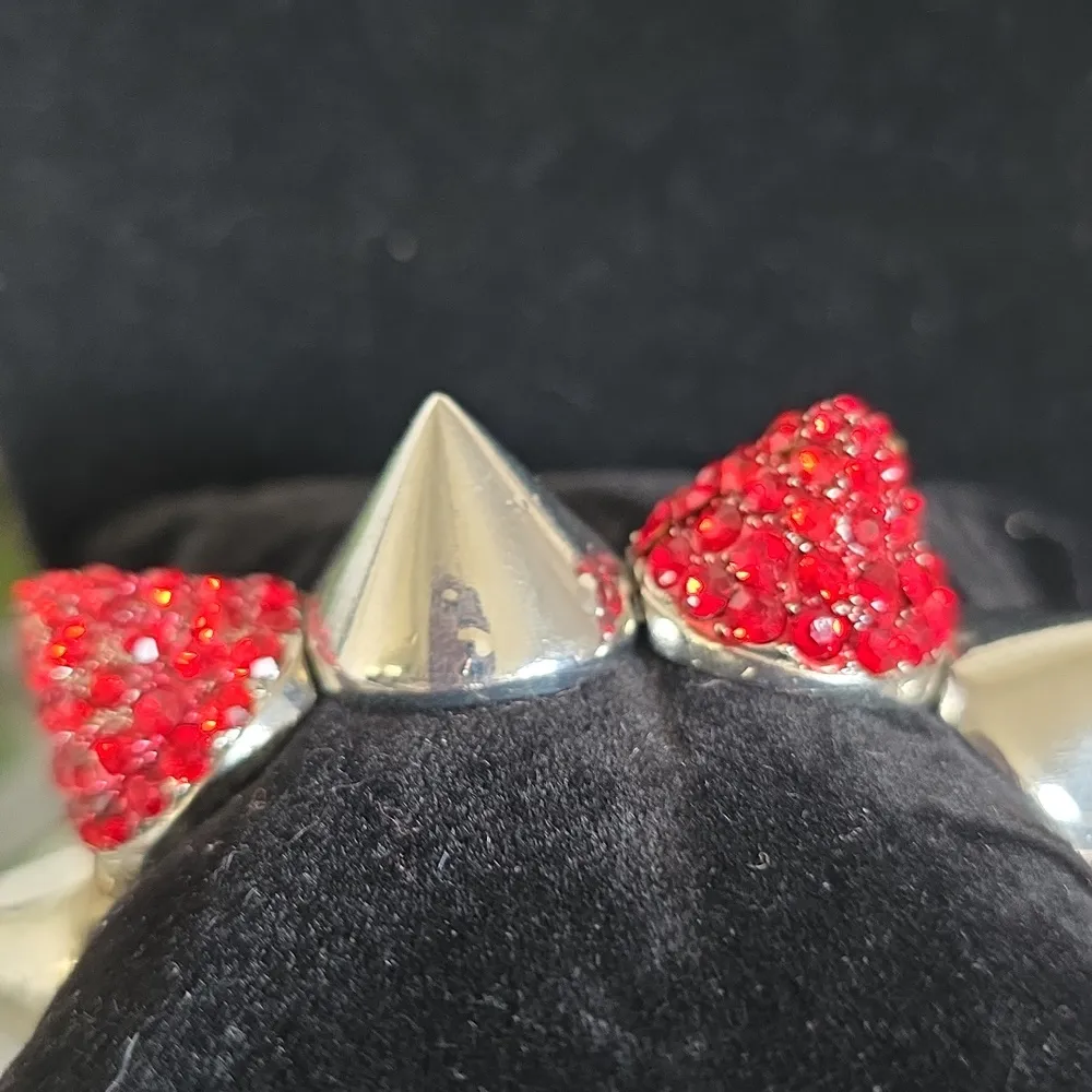 Silver and Red Crystal Spike Design Bracelet - Image 4