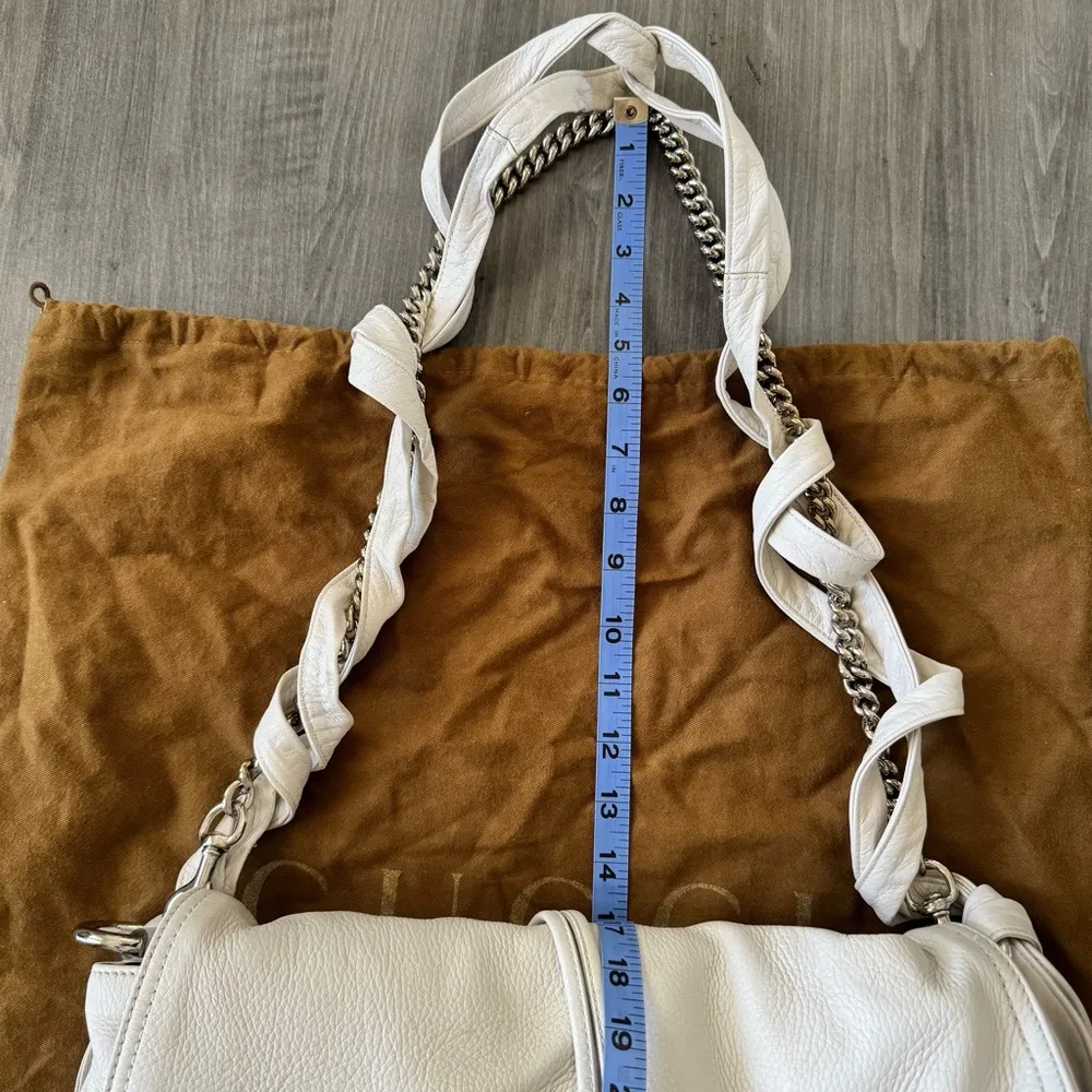 Gucci Off White Leather Bamboo Jungle Shoulder Bag and dust bag - Image 13