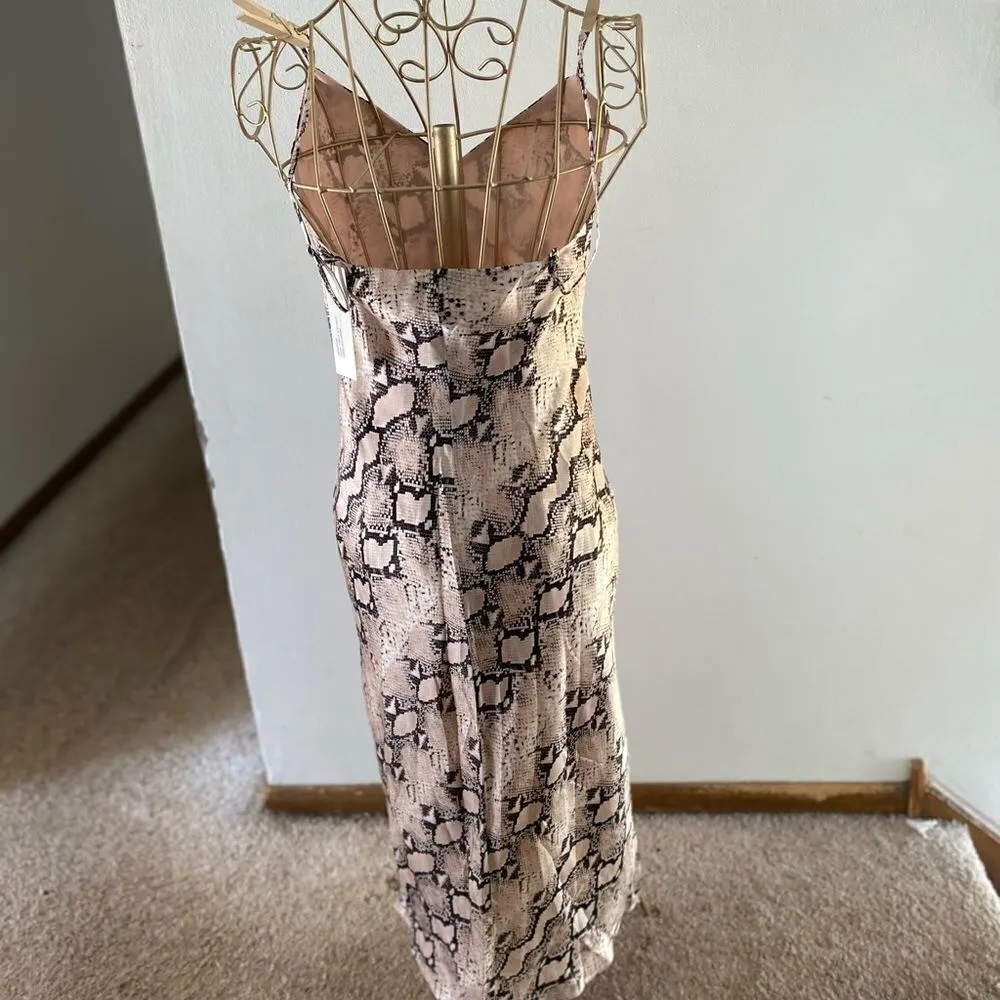 NWT L’Agence Jodie pale pink snakeskin print 100% silk dress XS - Image 9