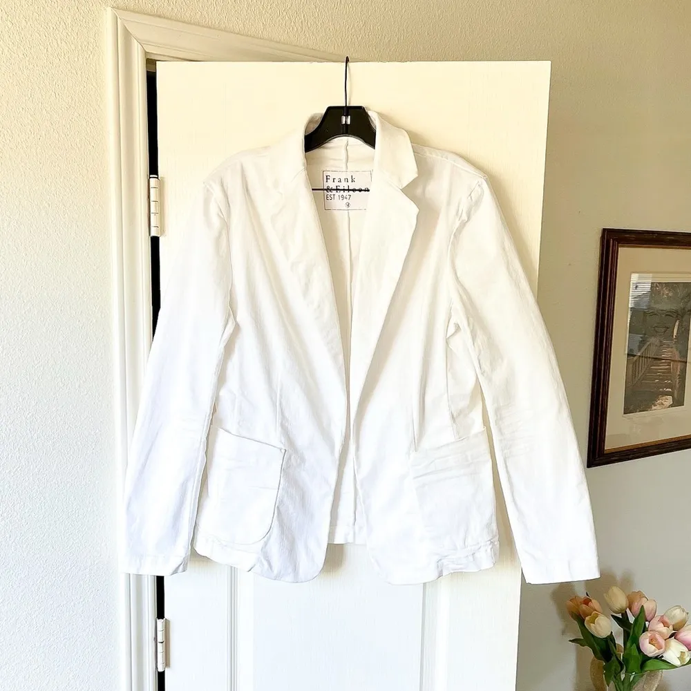 Frank & Eileen Dublin Blazer Stretch Cotton White Medium EUC - Image 2