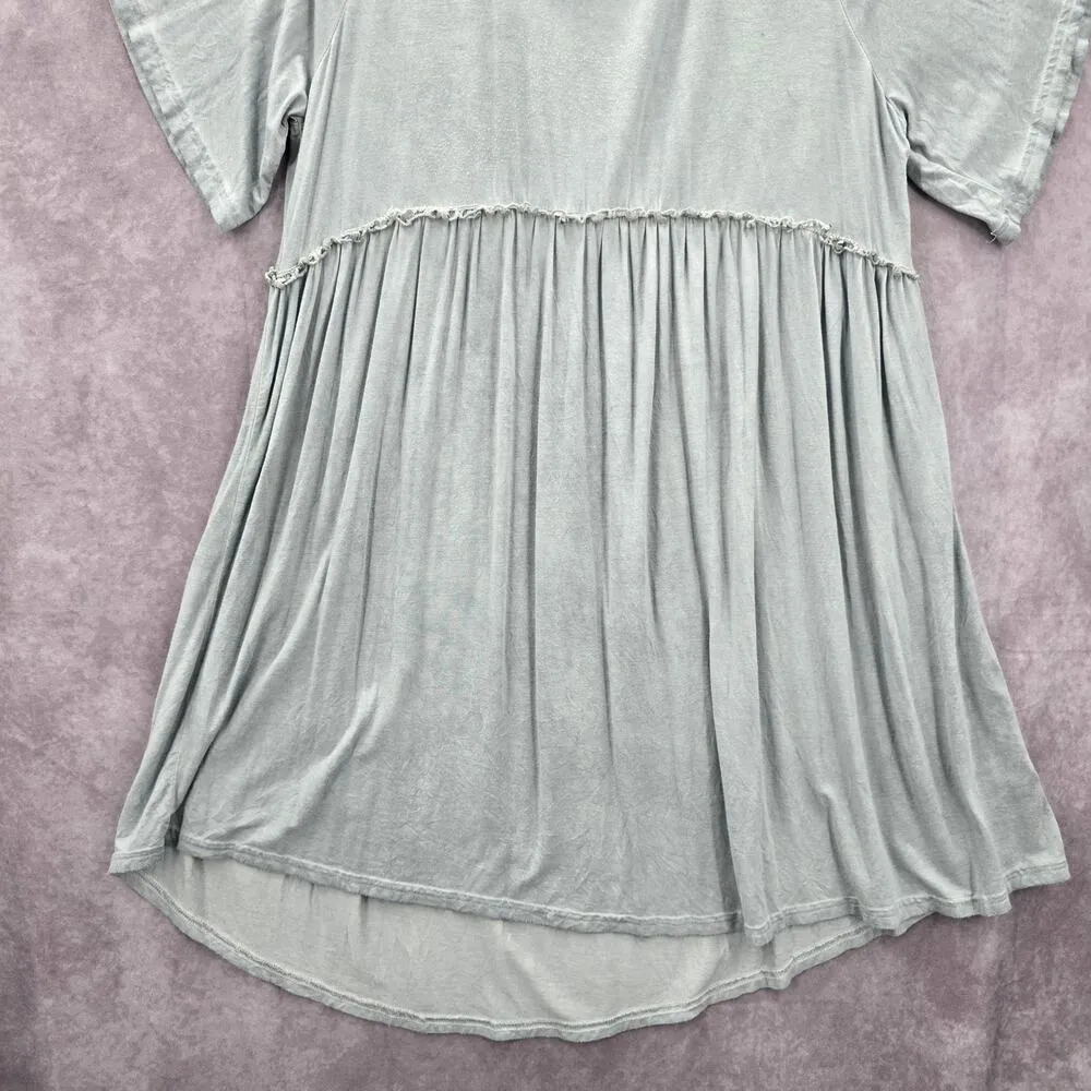 Umgee Gray Cold Shoulder Flare Ruffle Knee Length‎ Boho Indie Dress Large - Image 5