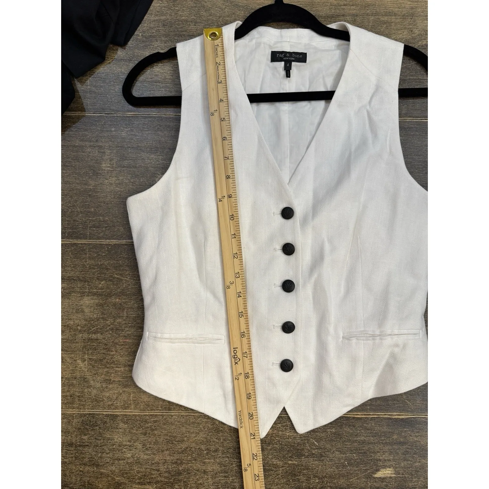 Rag & Bone Cressida Linen Blend V-Neck Button‎ Front Vest Jacket Size 4 - Image 9