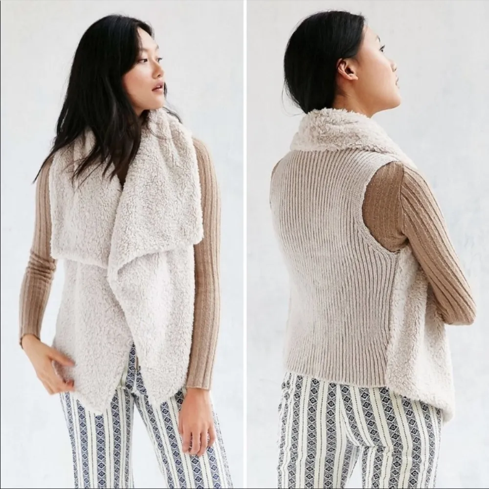 BB‎ Dakota Faux Fur Shearling Vest Cream Size XS - Image 2