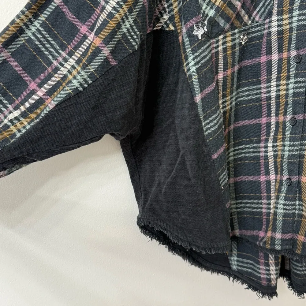 {S} Free People Constellations Within Flannel Oversized Plaid Button-Up - Image 7