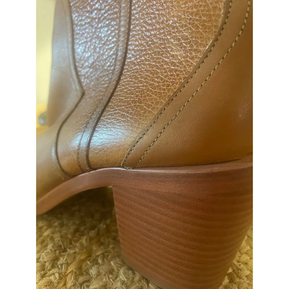 Joie Womens Ryann Caramel Leather Mid-Calf Pull On Cowboy, Western Boots Shoes - Image 5