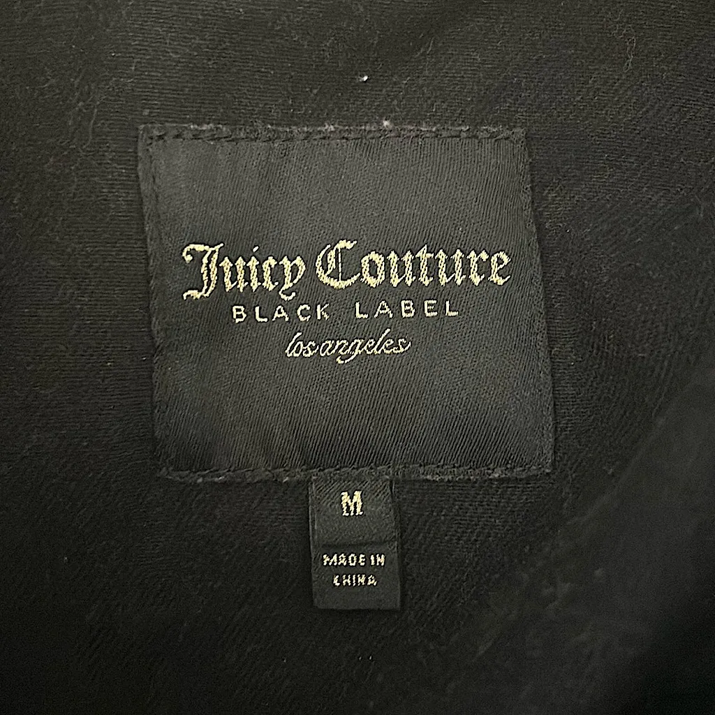 Juicy Couture Black Label Long Sleeve Black Denim Jean Jacket Coat **Size M**🍒🍒 - Image 4