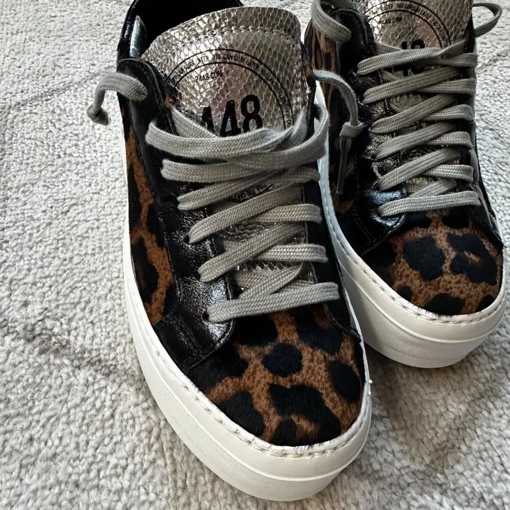 NIB P448 Leopard Print Platform Sneakers Size EU 36 - Image 4