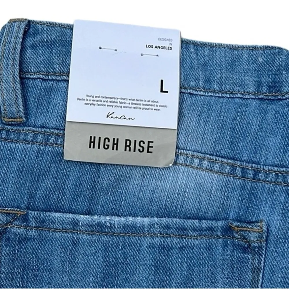 KanCan High Rise Distressed Denim Jean Shorts NWT Size Large Blue - Image 6