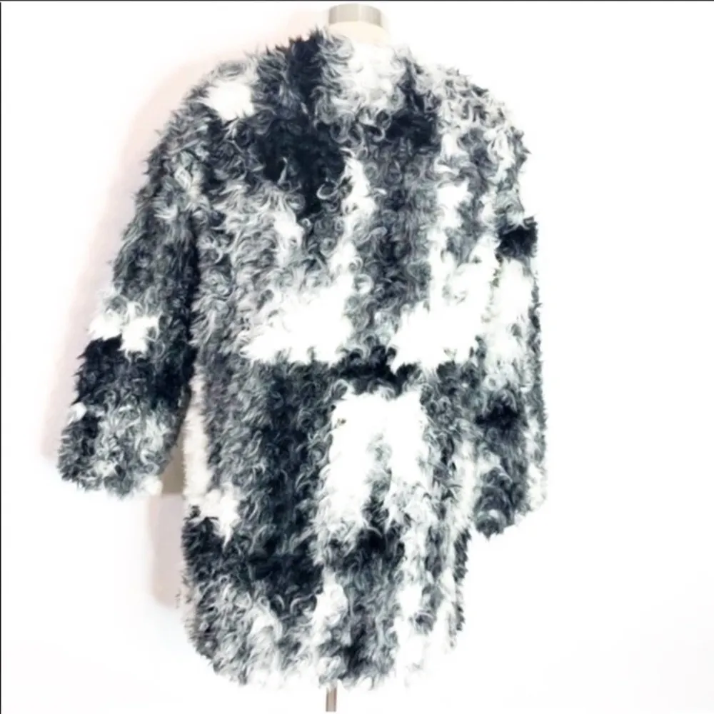 Zara tricolor texturized faux fur jacket - Image 5