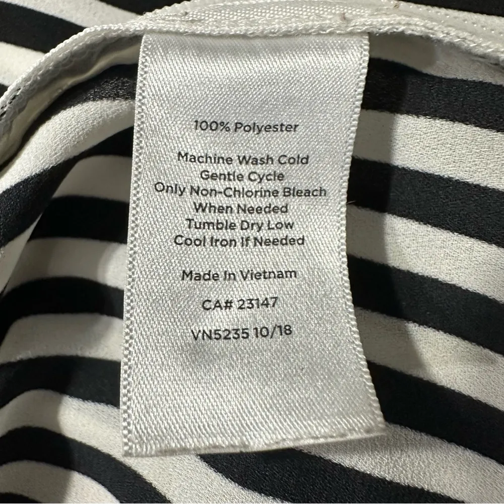 🦋 Talbots Stripe Wrap Collared Blouse Shirt Black White XS - Image 8