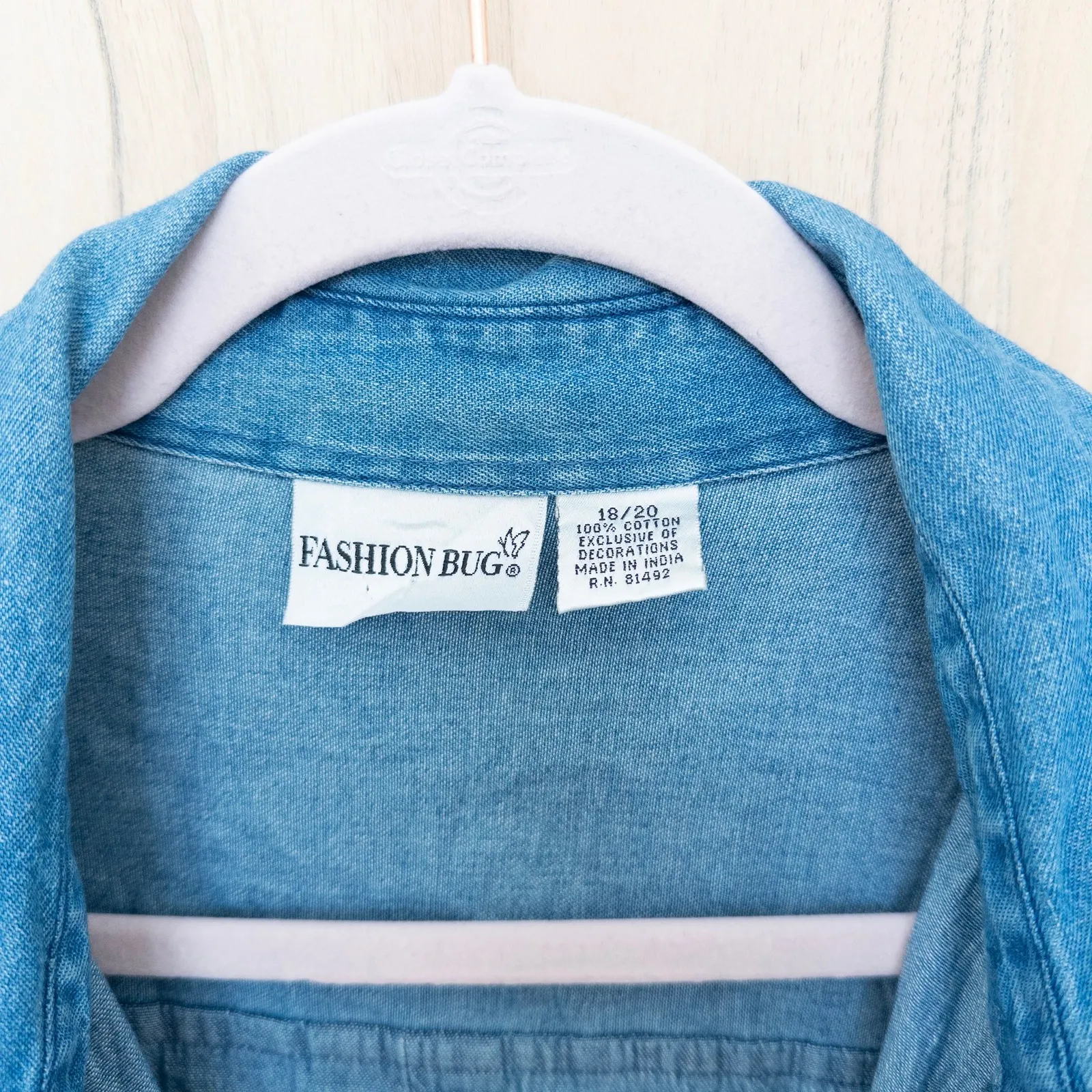 VTG Fashion Bug Womens Denim Shirt Sz 18/20 Embroidered Floral Cottage Americana - Image 3