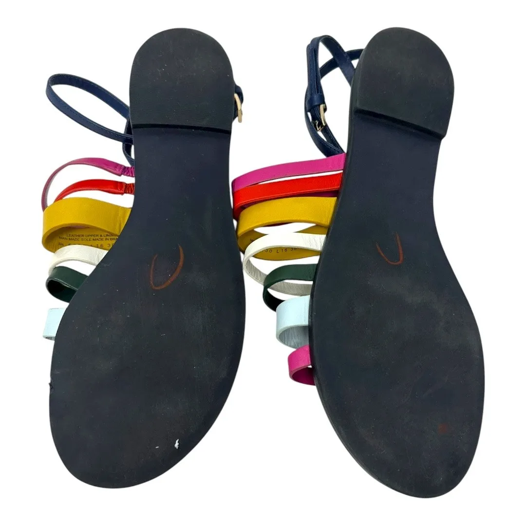 Tory Burch Multicolor Rainbow Leather Strappy Flat Sandals Size 7.5 - Image 9
