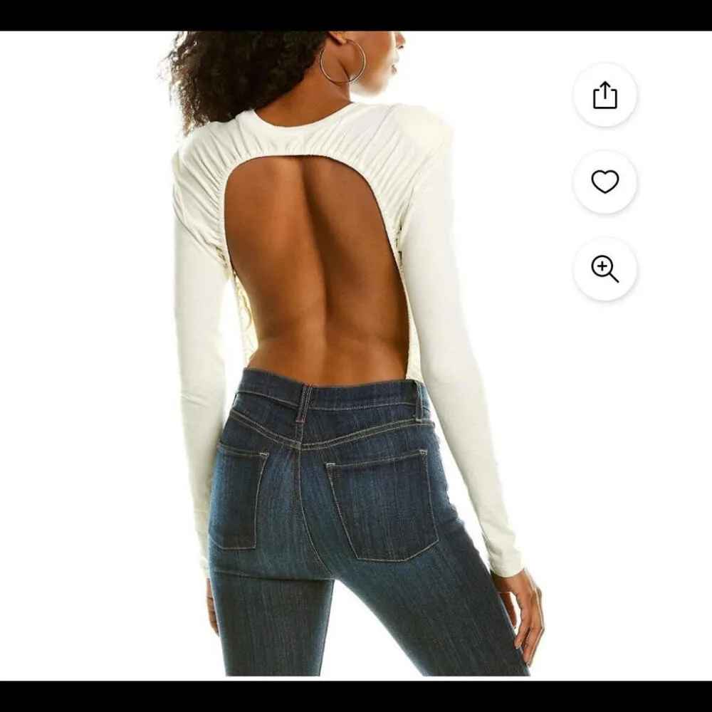 Danielle Bernstein Open Back Bodysuit Women's Long Sleeve White Size Large - Image 2