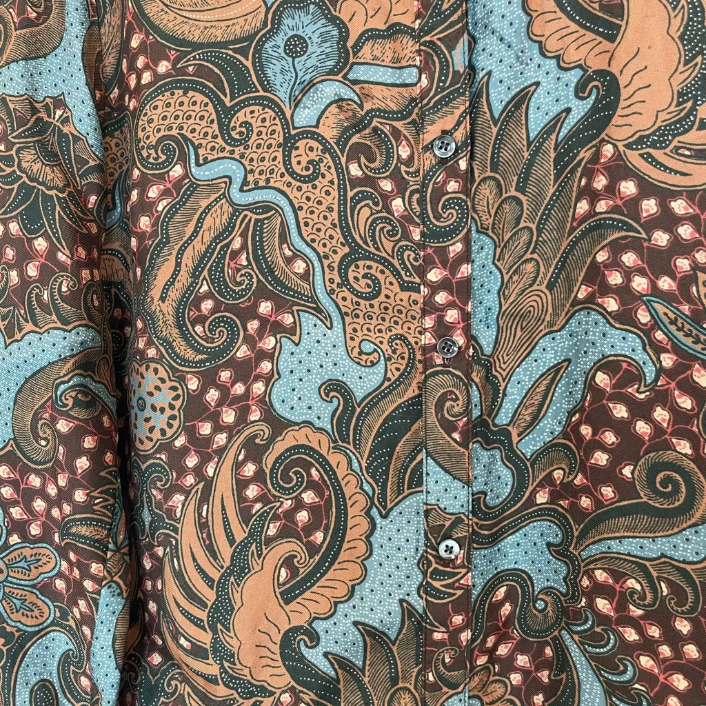 J. McLaughlin Western Paisley Silk Blend Button-Up Shirt - Image 4