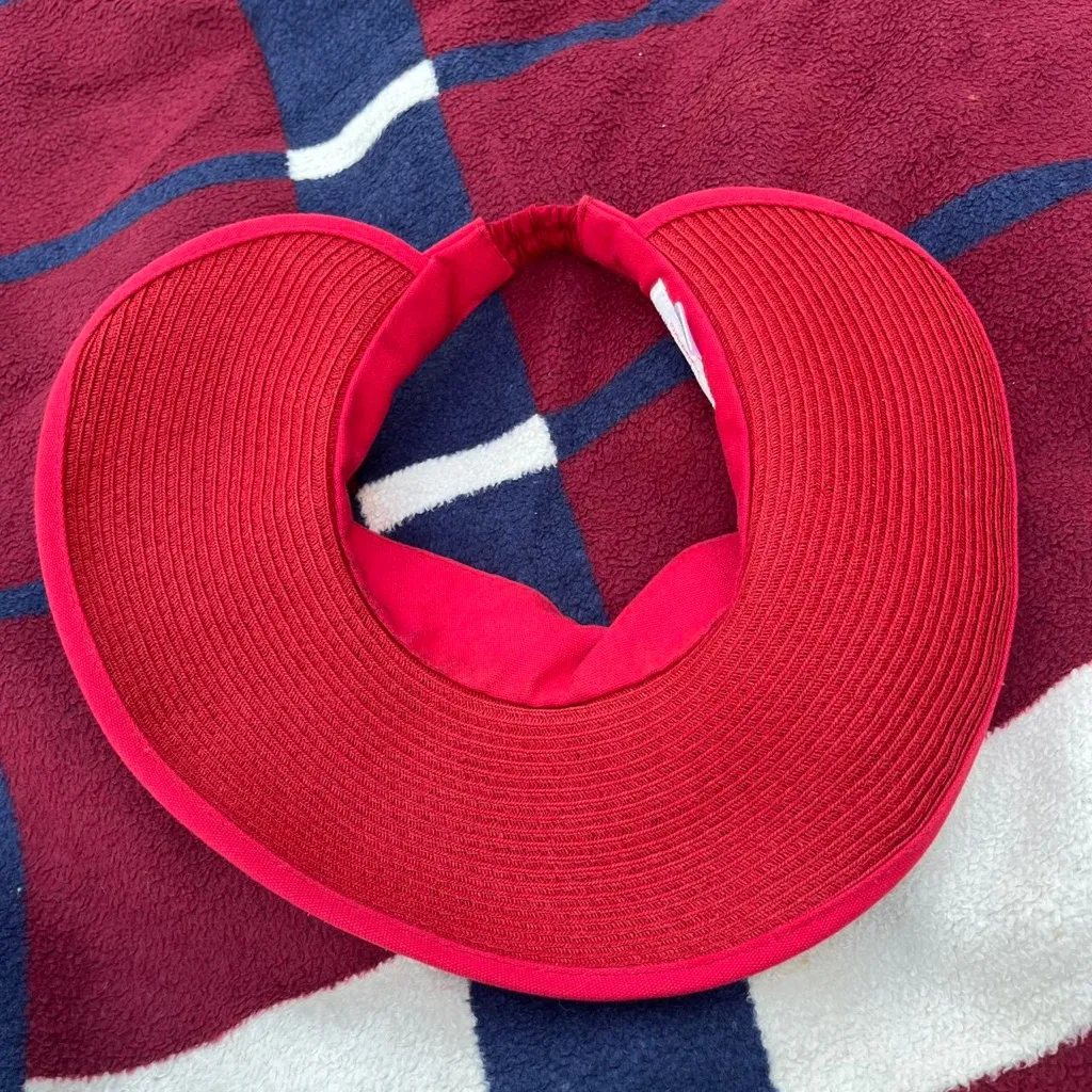 Four Button by San Diego Hat Co Womens red Sun visor Hat O/S scrunch backing - Image 5