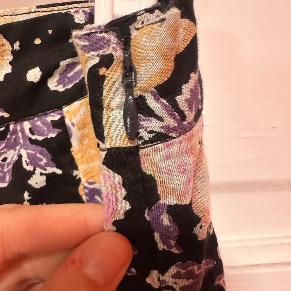 Free People End of the Island Floral Cotton Skirt Black Motif Size 10 - Image 9