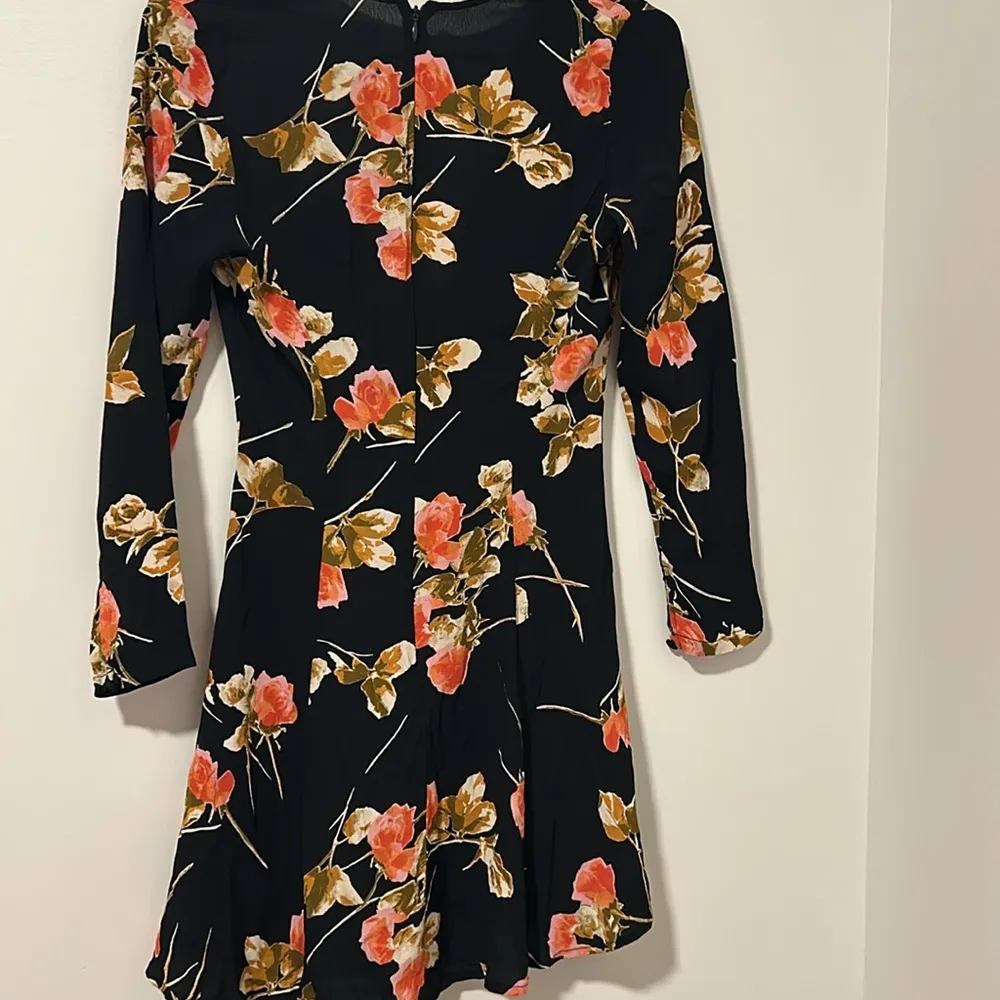 Reformation Black Floral Flower Long Sleeve Mini Dress Lightweight Feminine SzXS - Image 3