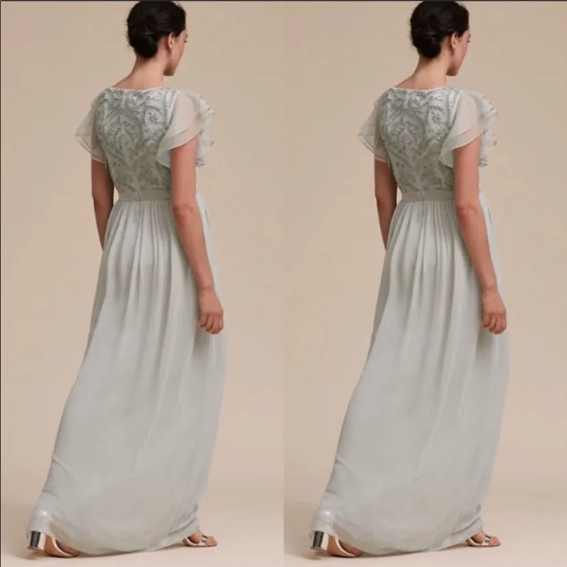 Anthropologie BHLDN Maricela Dress Beaded Chiffon Evening Formal - Image 3