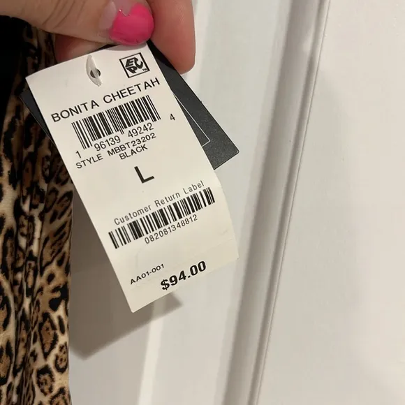 Bar III Women's Bonita Cheetah X-Back One-Piece‎ Swimsuit Black/Brown Size large - Image 4