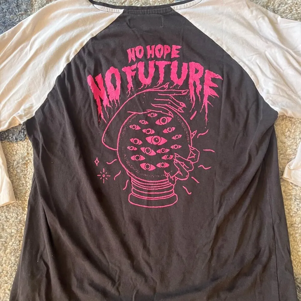 Cotton On "No Hope No Future" 3/4 sleeve T-shirt 100% Cotton Unisex Size M - Image 4