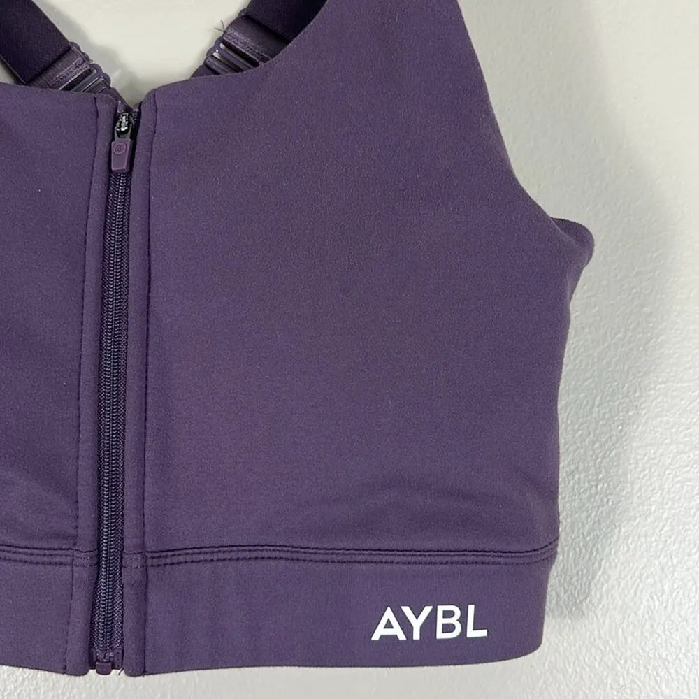 AYBL Purple Zip Up Sports Bra Womens M Athleisure Sportswear - Image 4