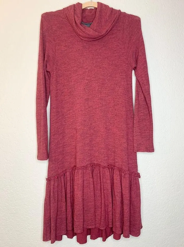 Anthropologie Sunday in Brooklyn Cowl Neck Drop Waist Knit Sweater Dress Size S - Image 3