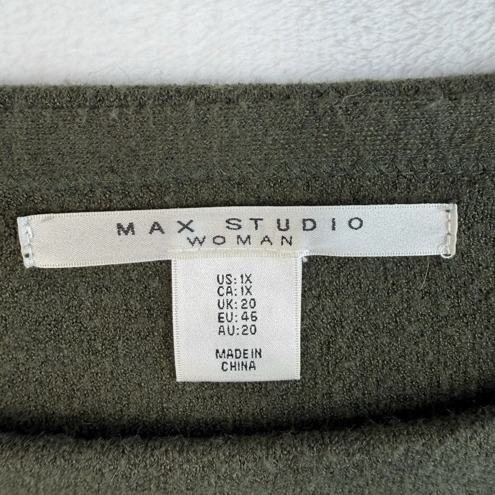 Max Studio Plus 1X Sweater 3/4 Sleeve Forest Green Striped Pullover Women's - Image 4