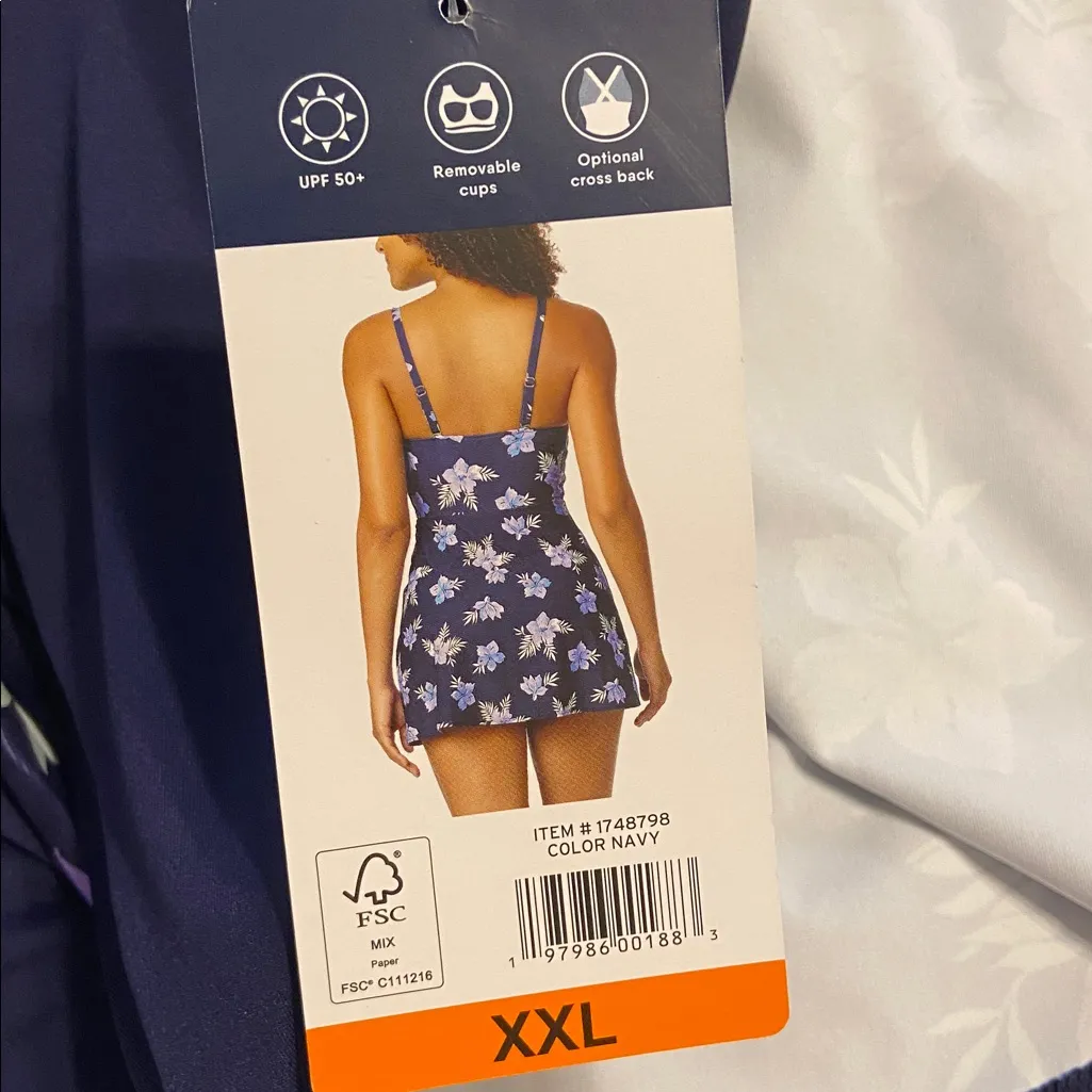 Lands' End Floral Print One Piece Swim - Purple and Blue size XXL brand new - Image 6