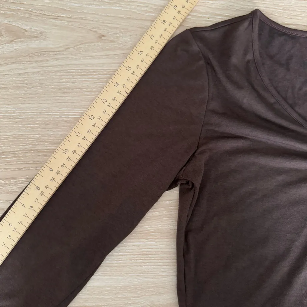 Old Navy Medium Y2K 2002 Brown Ruch Front Tee Half Sleeve Fall Gilmore Girls - Image 6