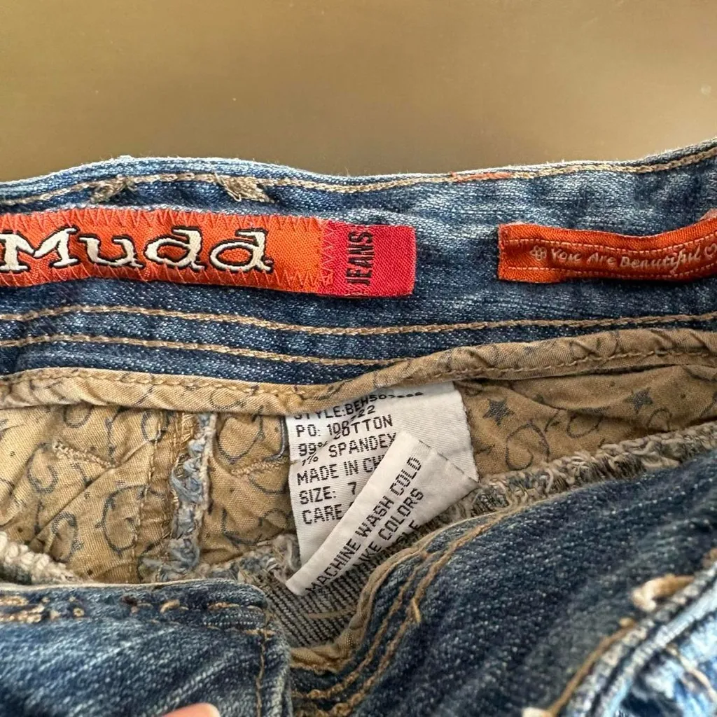 Vintage 90s y2k Mudd Jeans fairy grunge denim godet paneled raw hem midi skirt Blue Size M - Image 8