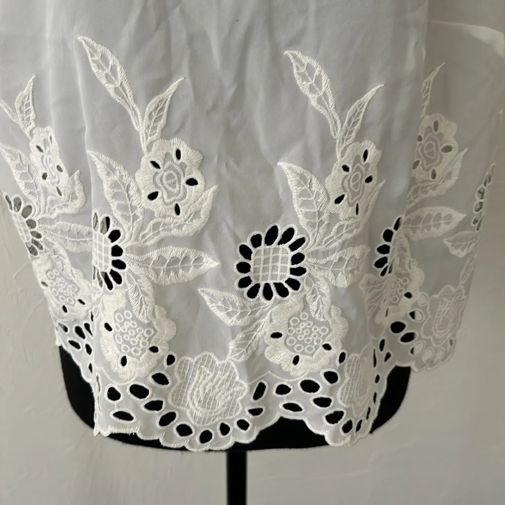 Sheer boho floral cut out button up tank - Image 2