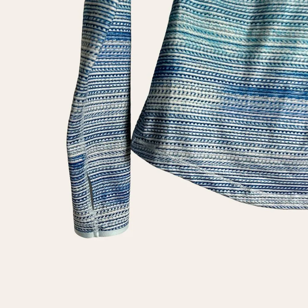 Nike Dri-Fit Blue Striped Long Sleeve Base Layer Running Pullover Top - Image 9