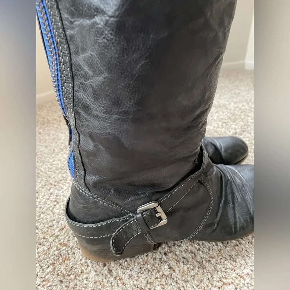 STEVE MADDEN P-Loops Knee High Boots Women’s Size  9 Leather Black Grey - Image 9