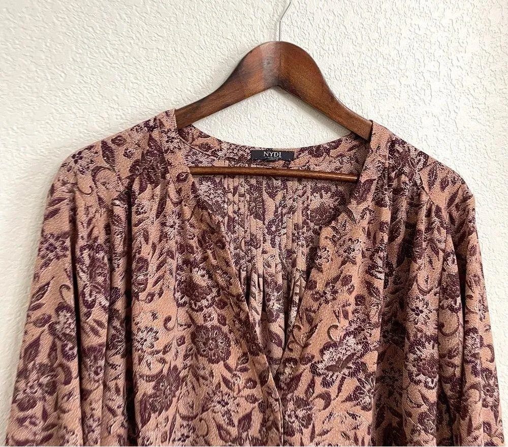 NYDJ Womens Shirt Blouse Pink Pirple Floral Button Front Plus Size 3X - Image 4