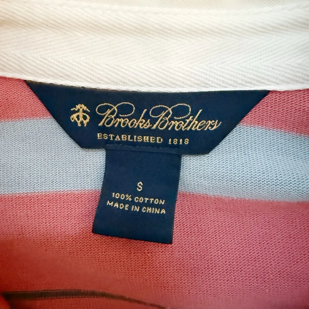 Brooks Brothers Pink and Gray Striped Polo - Image 4