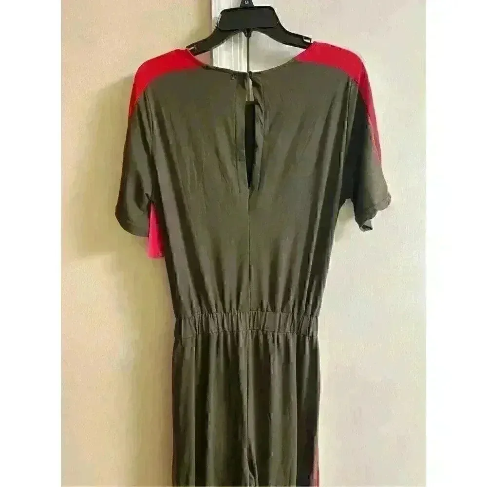 SHOSHO WOMEN'S Olive Green Shirt Sleeve Elastic Waist Jumpsuit, NWT, Medium. - Image 4