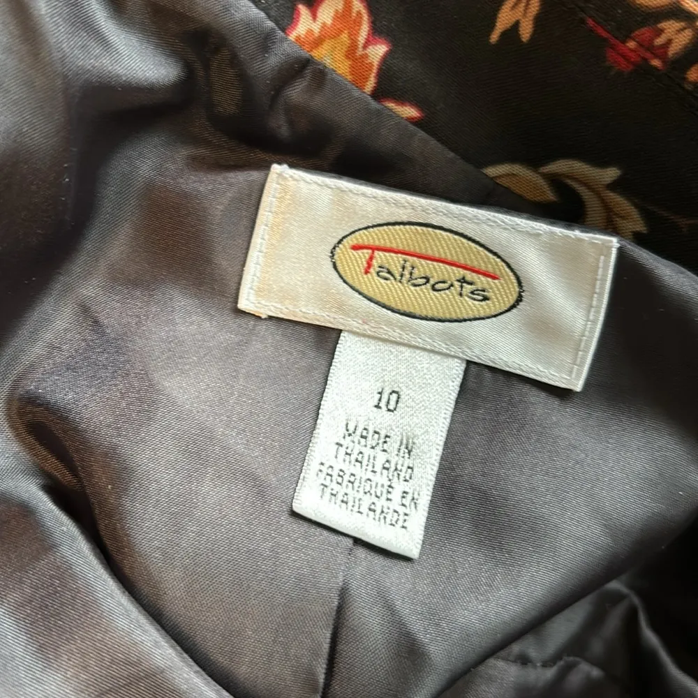 Talbots Women’s Sz 10 Black Orange Red Autumn Floral Button Jacket Blazer Coat - Image 11