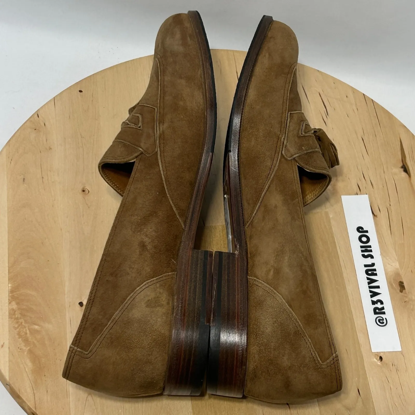 Bally Womens Fabiano Khaki Suede Tassel Slip On Almond Toe Loafers NWT - Image 8