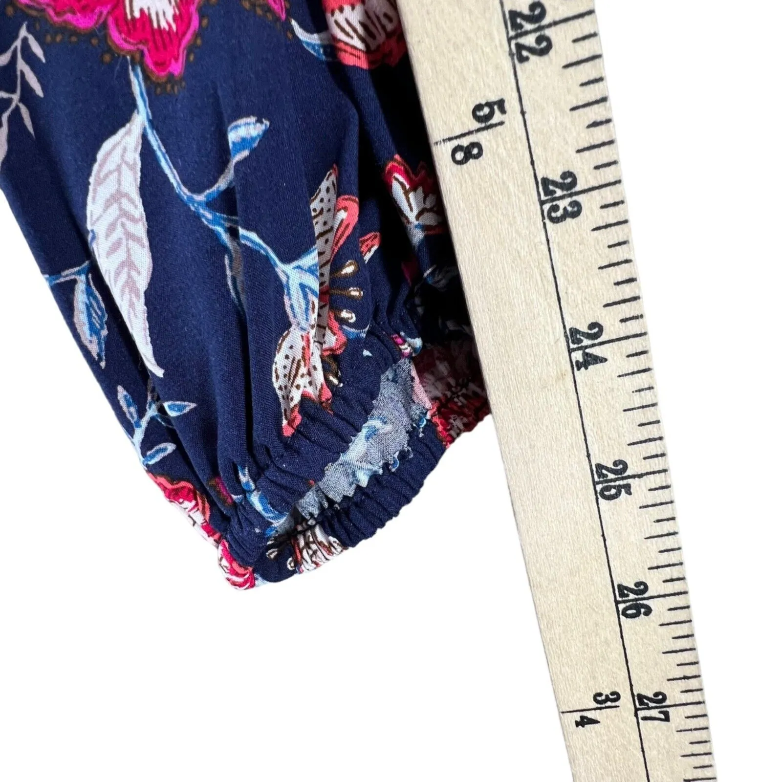 Old Navy Dress Womens Medium Blue Floral Rayon Boho Long Sleeve Mini Keyhole NEW - Image 11
