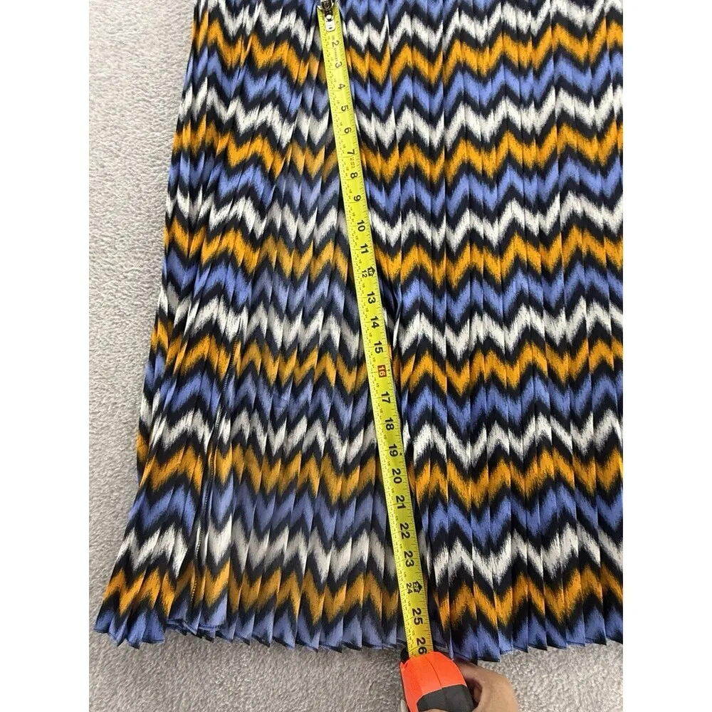 MK Michael Kors Women's Maxi Skirt Striped Pleated Size Large Chevron - Image 9
