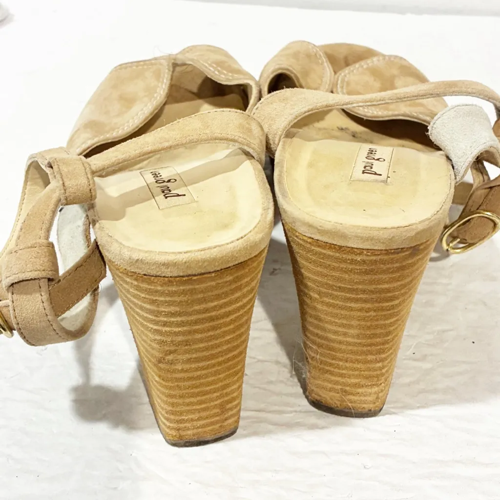 Paul Green Tan Carlyle Suede Block Heel Sandal Ankle Strap US Size 8 - Image 4