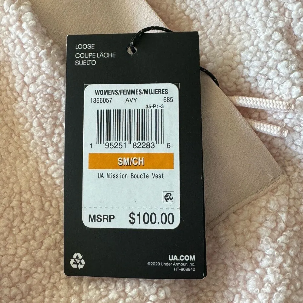 Under Armour Mission Boucle Loose Fit Vest Full-Zip Sleeveless Pockets Pink New - Image 10