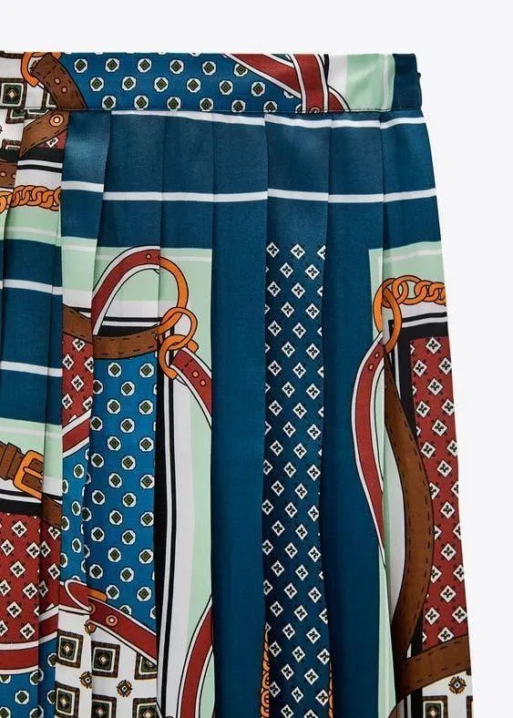 Multicolored Printed Pleated Midi Skirt - Image 6