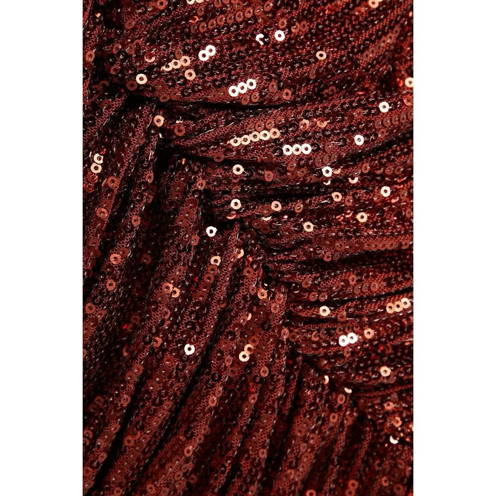 Retrofete NWT Flynn Ruched Sequin Tulle Mini Dress in Copper Size M - Image 4