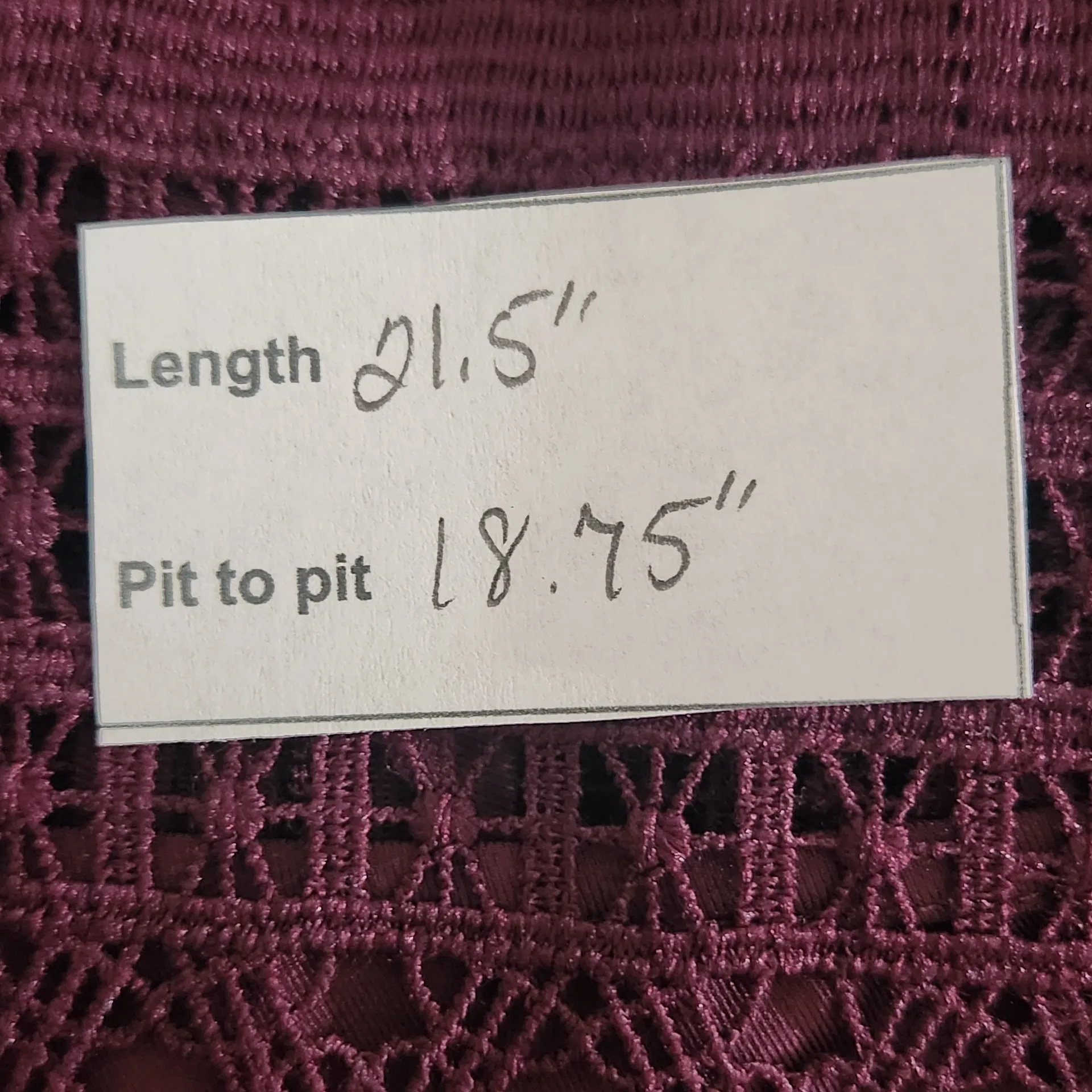 A. Moss Burgundy Lace Long Sleeve Top Size Small Oxblood Lace Top Red - Image 2