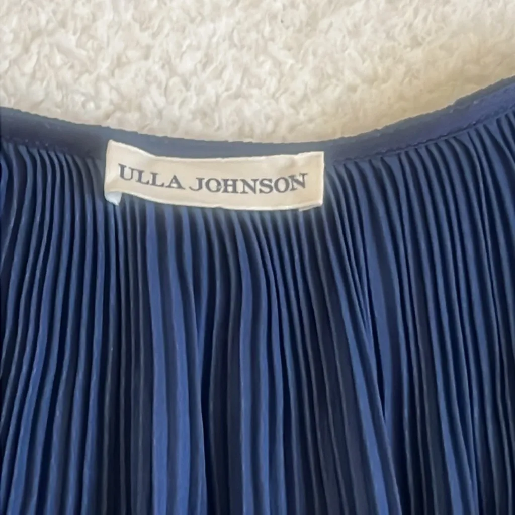 Ulla Johnson Giselle Plissé-Satin Ruffled Tiered Mini Dress Navy Size 10 - Image 6