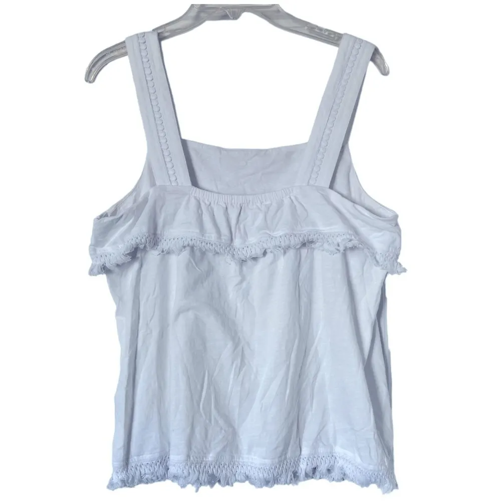 J.Crew white cotton tank top size medium - Image 2