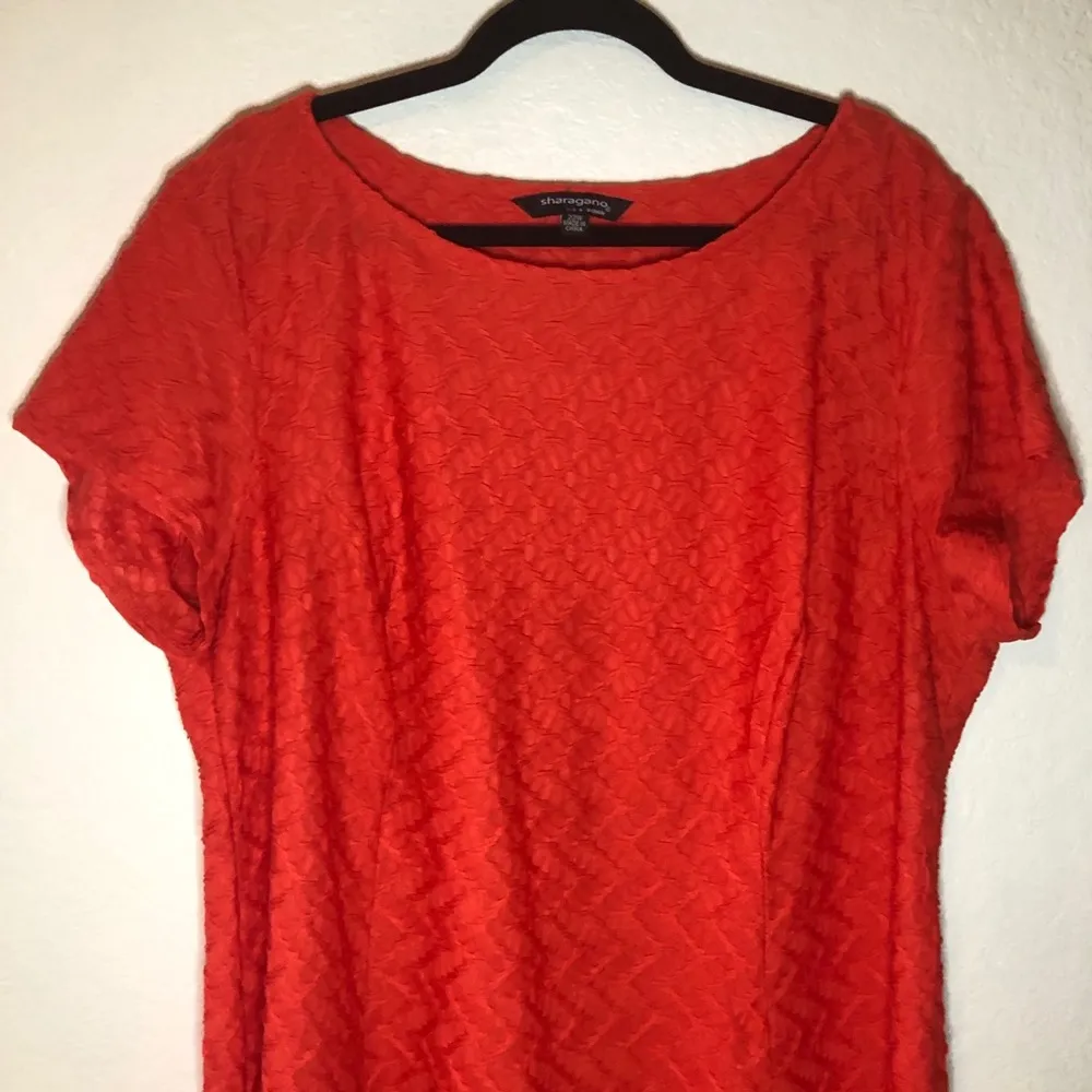 Sharagano Bright Orange Textured Cap Sleeve Dress Sz 22W NWT - Image 6