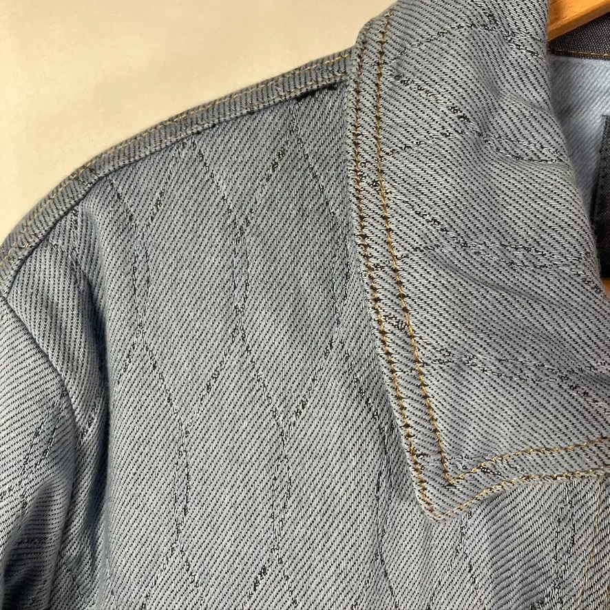 JACHS Girlfriend NEW YORK Quilted Denim Jacket Blue Size‎ XL Snap Front Casual - Image 3